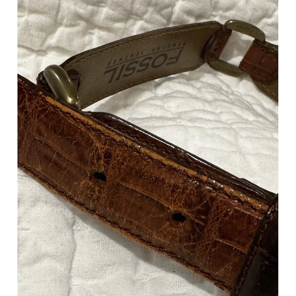 Fossil Brown Genuine Leather Belt - Women's Size L WEAR DISTRESSED BY7029